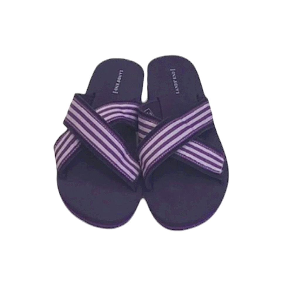 Lands' End Criss-Cross Slip-on Sandal Foam Sole Striped Strappy Slides 8